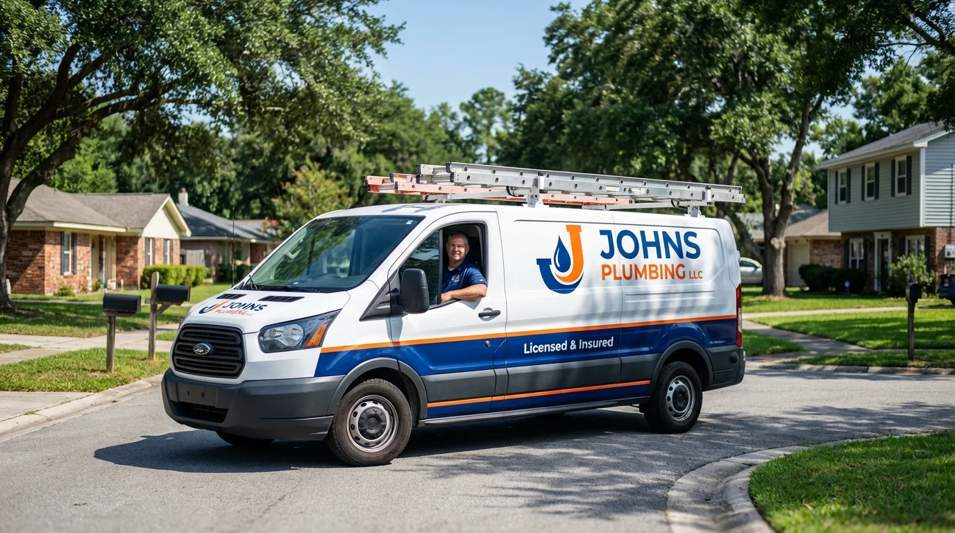 Johns Plumbing LLC service van in Kurtistown, HI