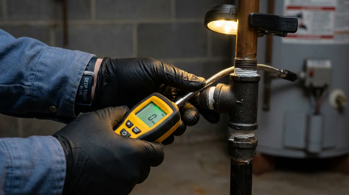 Gas leak detection with electronic sniffer by Johns Plumbing LLC in Kurtistown