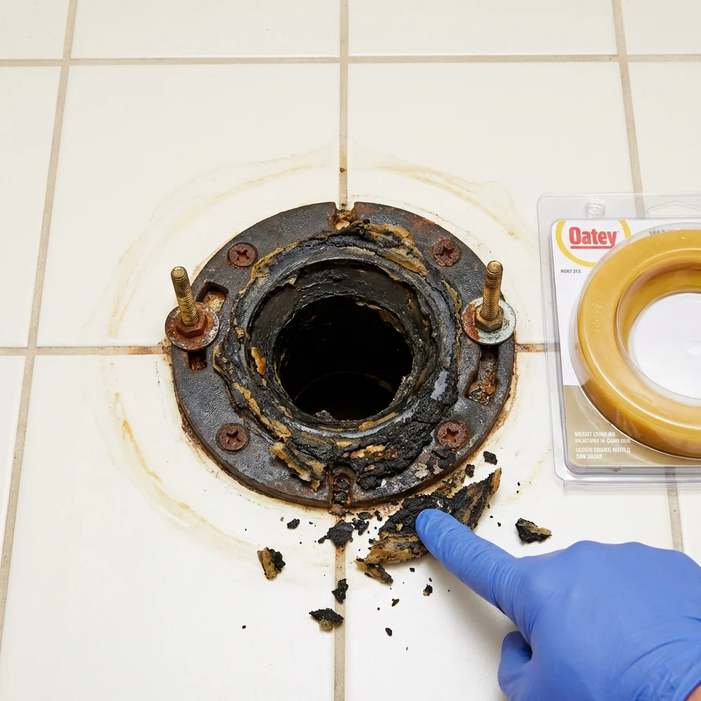 Failed wax ring showing water seepage at the base of a toilet in a Kurtistown, HI home